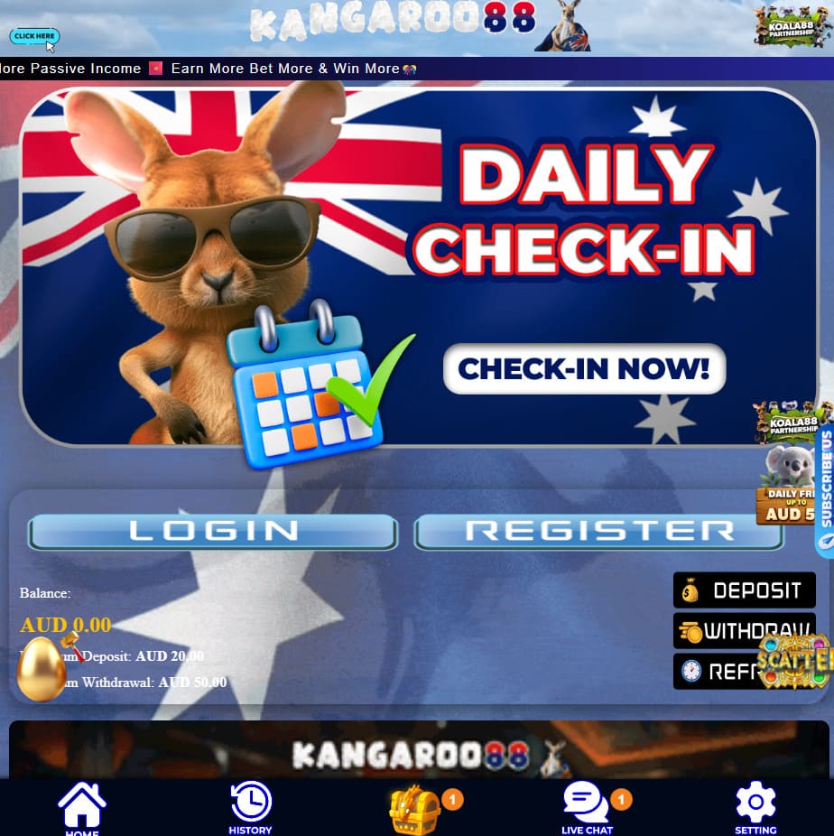 Playing pokies on Kangaroo88 Casino mobile